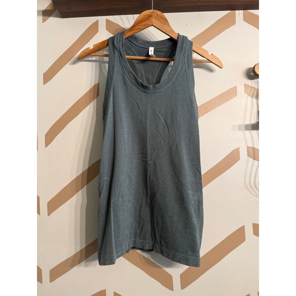 Athleta Tank Top Women XS Grey Sparkly Metallic Shimmer Racerback Activewear